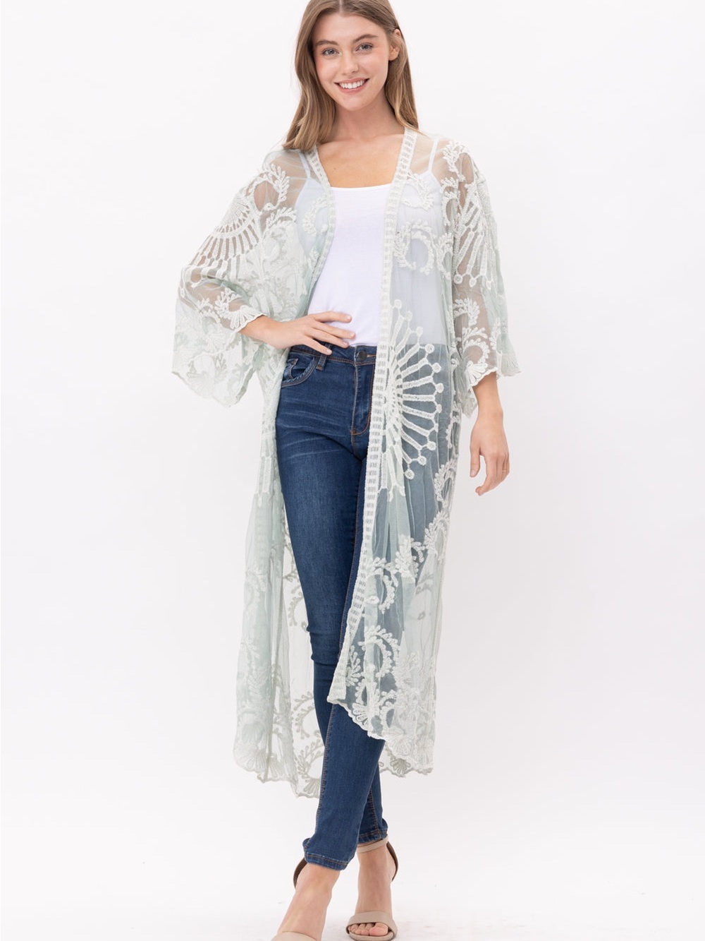 RAJ MELODY LACE DUSTER KIMONO